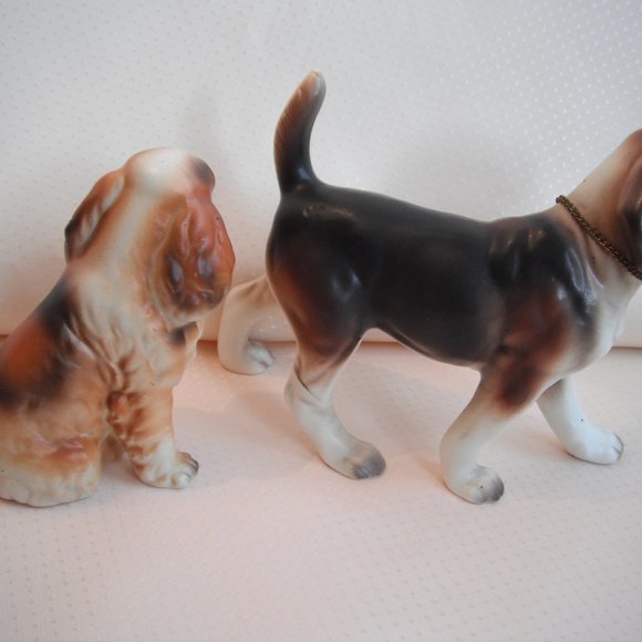 Vintage Dog Figurine Ceramic Porcelain White Brown Japan Lot of 2 - Picture 7 of 12